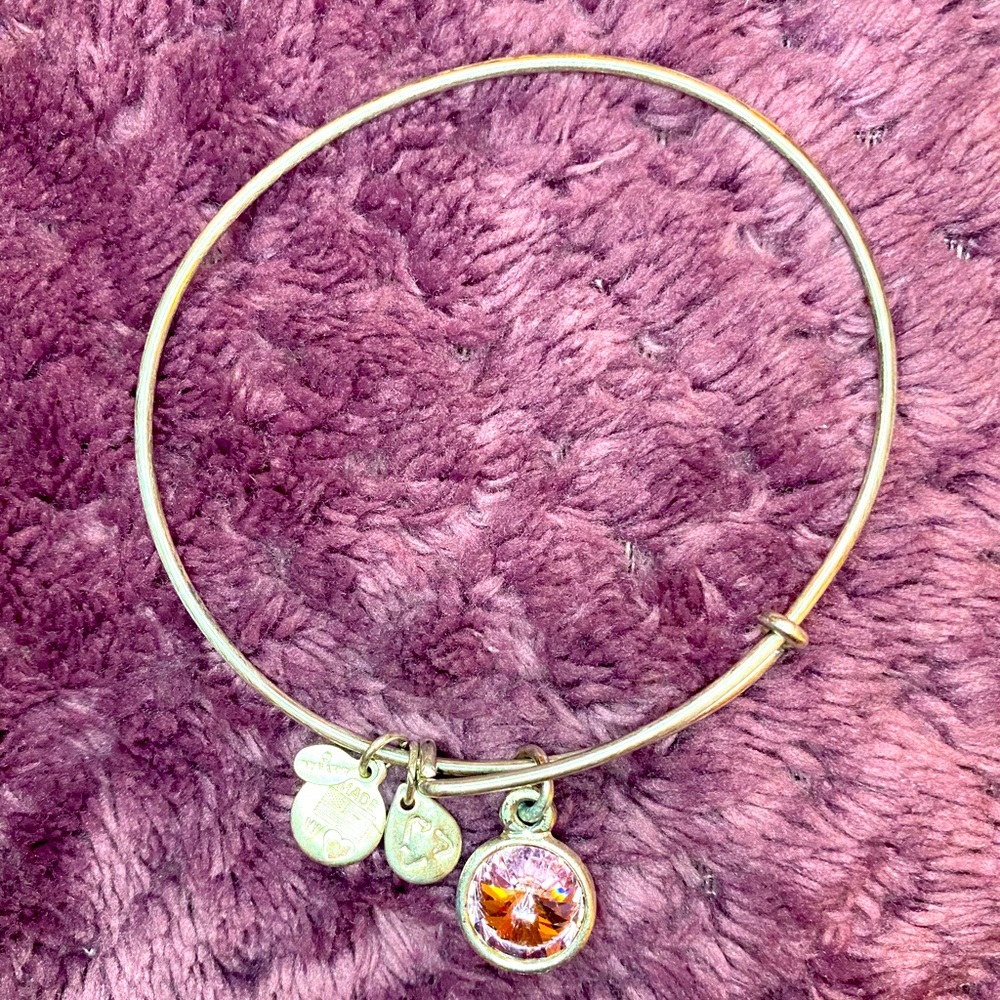 Alex and Ani Silver June Birthstone Charm Bangle - Light Amethyst